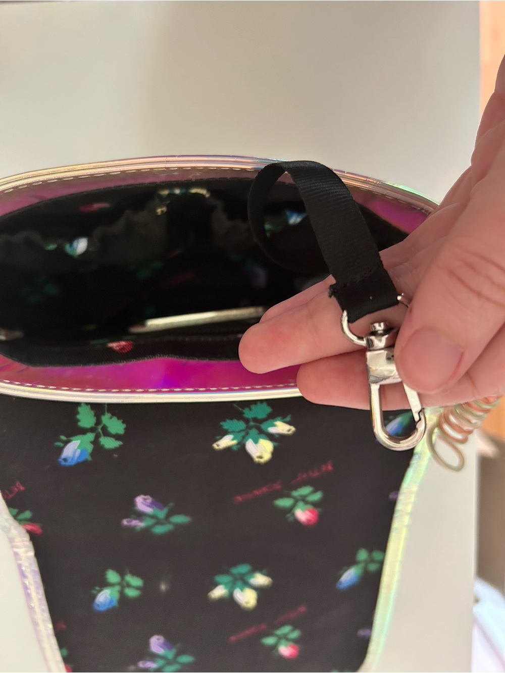 Betsey Johnson Iridescent Rainbow Phone Crossbody - Picture 6 of 8